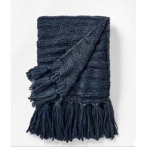 Threshold Studio McGee 60x50" Raised Stripe Chunky Knit Throw Blanket - Black